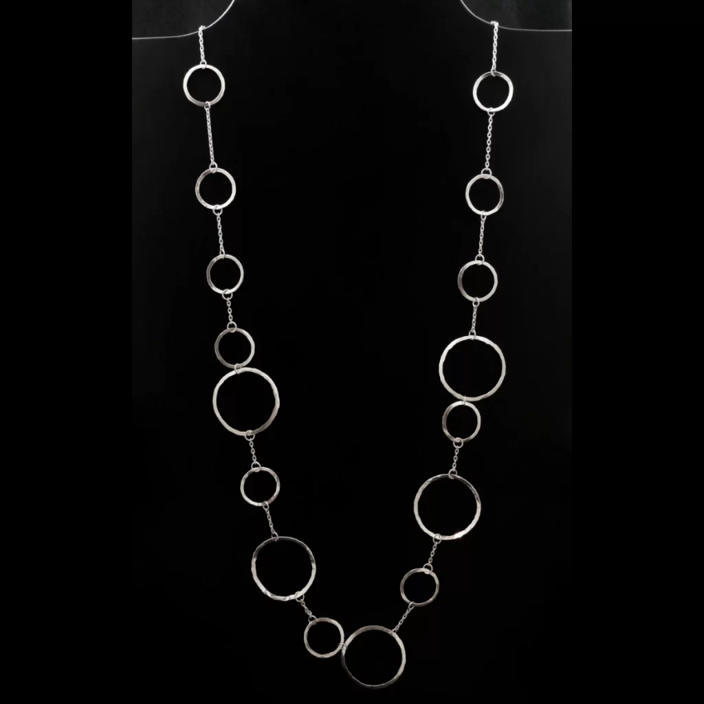 circles, circles and chain necklace long