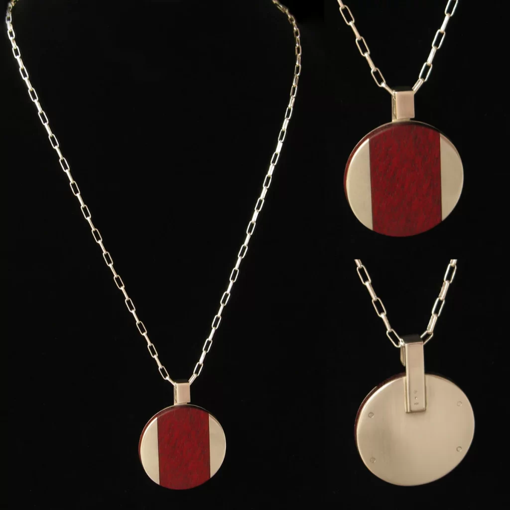 circular pendant with bloodwood