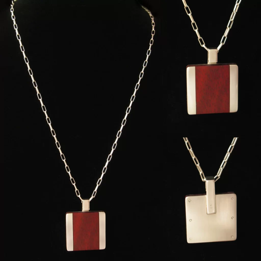 square pendant with bloodwood