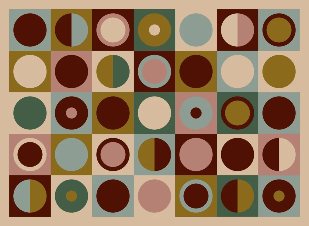 60s circle pattern - earthy - digital art