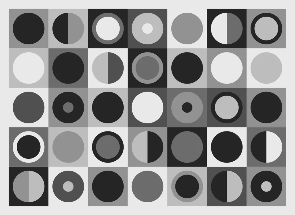 60s circle pattern - grey - digital art