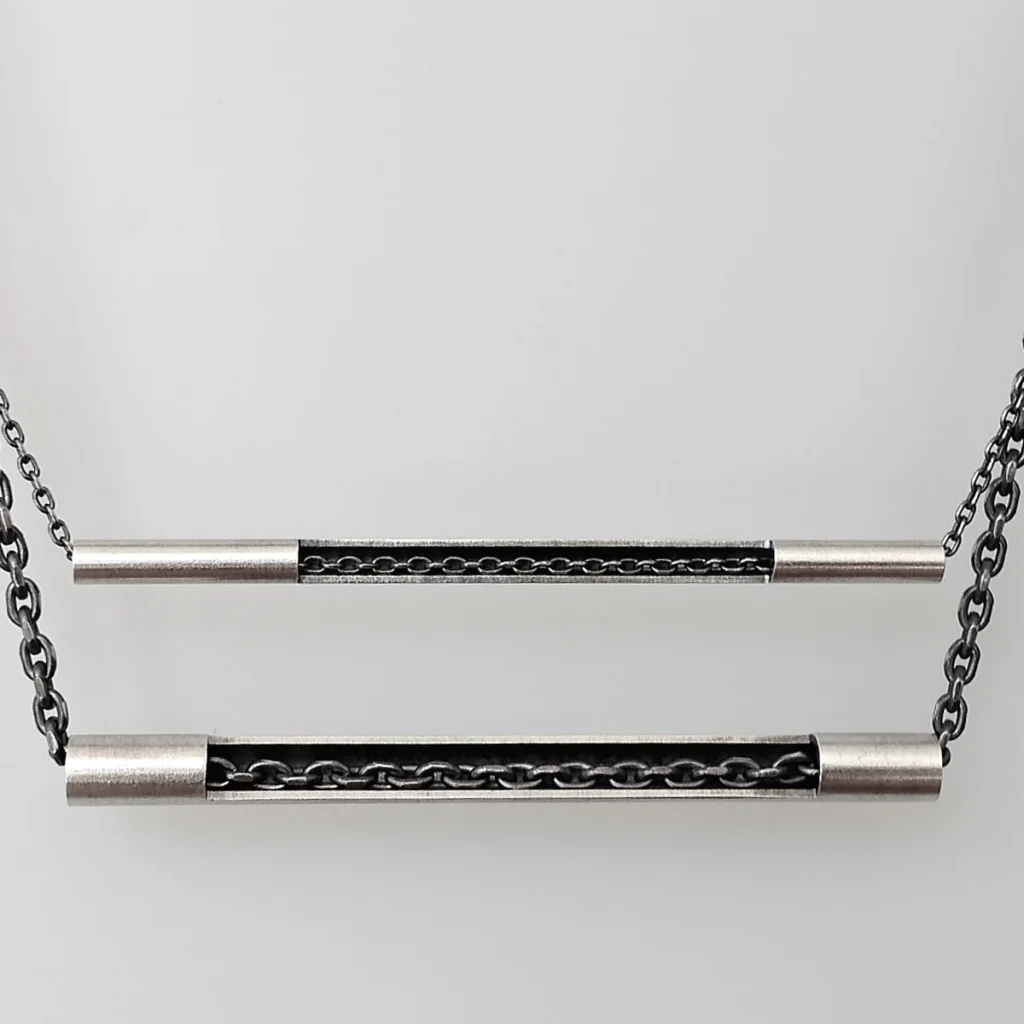 double tubed galactica necklace front view b