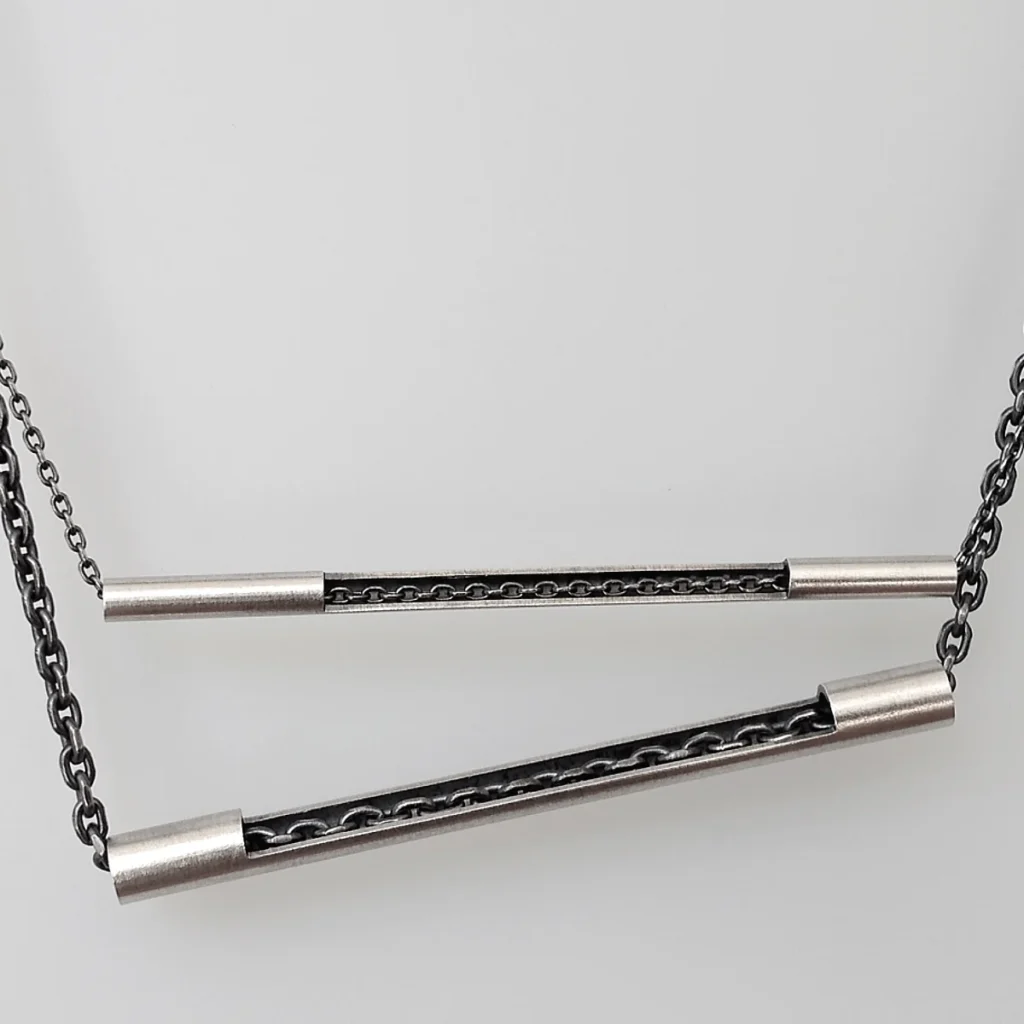 double tubed galactica necklace front view a