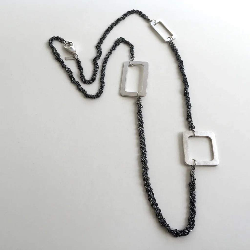 two rectangles and a square necklace